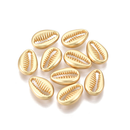 Metal Beads, Conch, Cowrie Shell, Matt, Gold Plated, Alloy, 12mm - BEADED CREATIONS