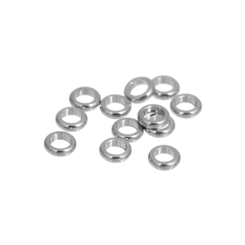 Metal Spacer Beads, 304 Stainless Steel, Silver Tone, Flat, Round, Open, 4mm - BEADED CREATIONS