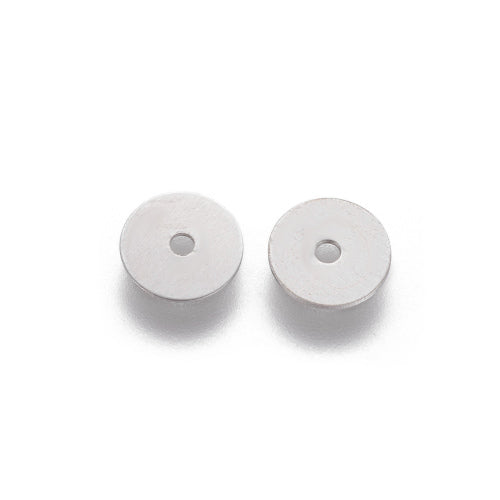 Metal Spacer Beads, 316 Surgical Stainless Steel, Heishi Beads, Flat, Round, Disc, Silver Tone, 6mm - BEADED CREATIONS