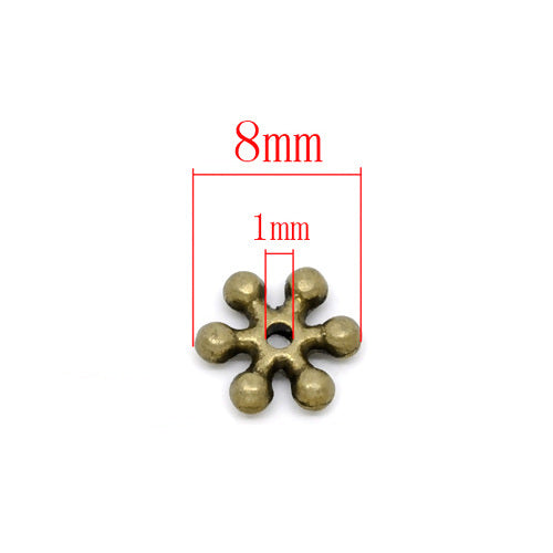 Metal Spacer Beads, Brass, Flower, Antique Bronze, 8mm - BEADED CREATIONS