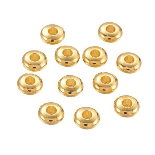 Metal Spacer Beads, Brass, Rondelle, Gold Plated, 5mm - BEADED CREATIONS