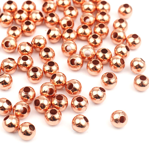 Metal Spacer Beads, Iron, Seamed, Round, Rose Gold, 5mm - BEADED CREATIONS