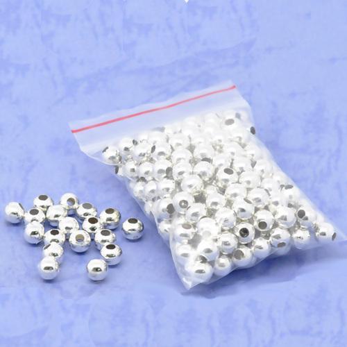 Metal Spacer Beads, Round, Seamed, Silver Plated, Alloy, 6mm - BEADED CREATIONS