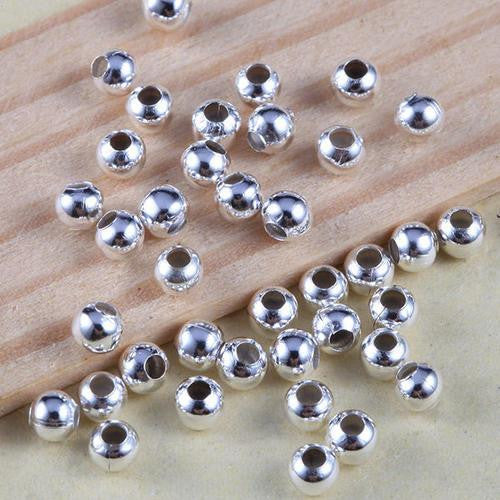Metal Spacer Beads, Round, Smooth, Silver Plated, Iron, 5mm - BEADED CREATIONS