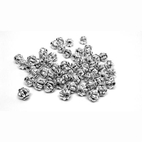 Metal Spacer Beads, Tibetan Style, Barrel, Grooved, Antique Silver, Alloy, 6mm - BEADED CREATIONS