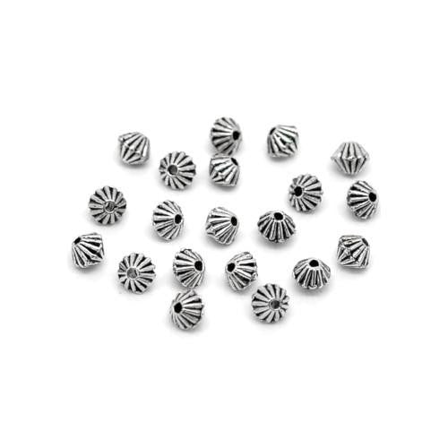 Metal Spacer Beads, Tibetan Style, Bicone, Grooved, Antique Silver, Alloy, 5mm - BEADED CREATIONS