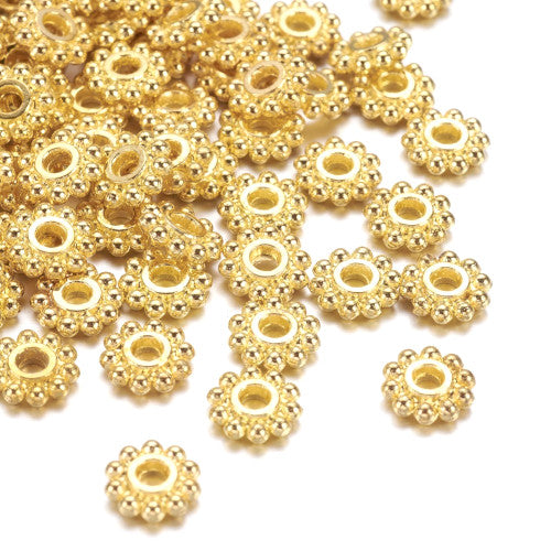 Metal Spacer Beads, Tibetan Style, Daisy, Golden, Alloy, 6.5mm - BEADED CREATIONS