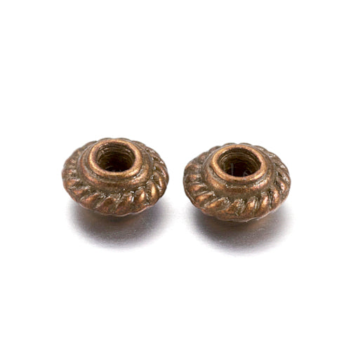 Metal Spacer Beads, Tibetan Style, Rondelle, Antique Bronze, Alloy, 5mm - BEADED CREATIONS