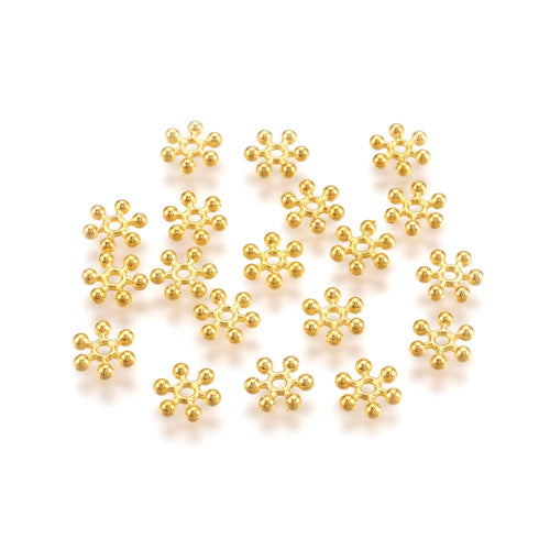 Metal Spacer Beads, Tibetan Style, Snowflake, Golden, Alloy, 7mm - BEADED CREATIONS