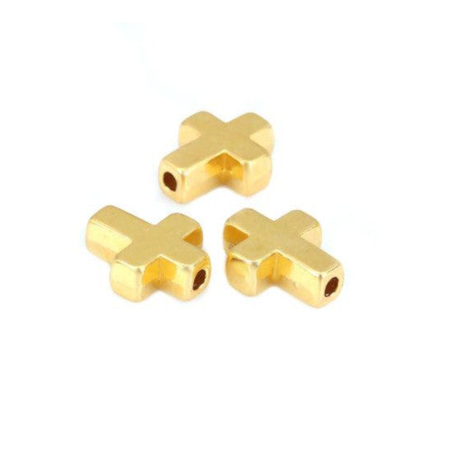 Metal Beads, Cross, Gold Plated, Alloy, 15mm - BEADED CREATIONS