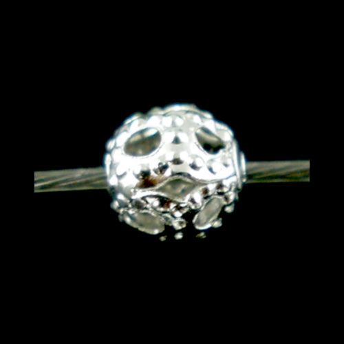 Metal Beads, Round, Ornate, Filigree, Silver Plated, Iron, 4mm - BEADED CREATIONS