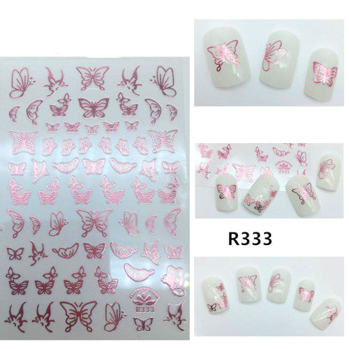 Nail Art, Butterfly, 3D, Pink, Nail Art Decoration, Stickers, 333 - BEADED CREATIONS