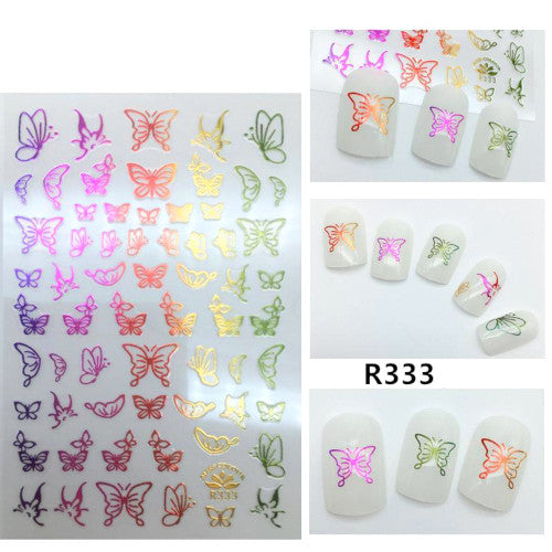 Nail Art, Butterfly, 3D, Rainbow, Nail Art Decoration, Stickers, 333 - BEADED CREATIONS
