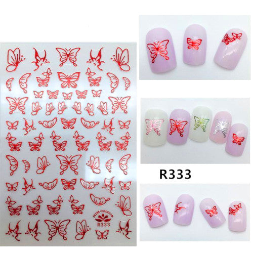 Nail Art, Butterfly, 3D, Red, Nail Art Decoration, Stickers, 333 - BEADED CREATIONS