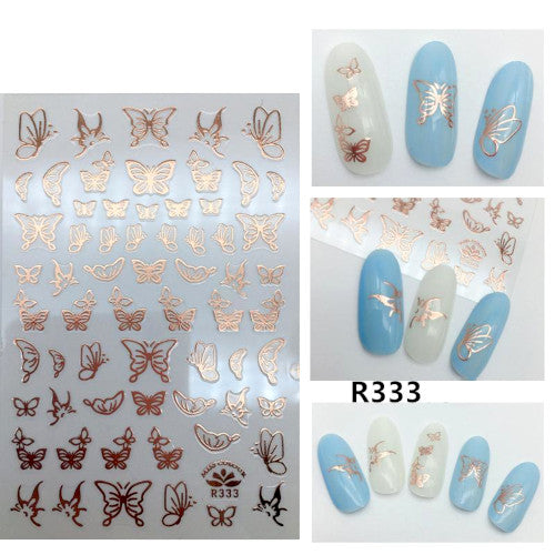 Nail Art, Butterfly, 3D, Rose Gold, Nail Art Decoration, Stickers, 333 - BEADED CREATIONS