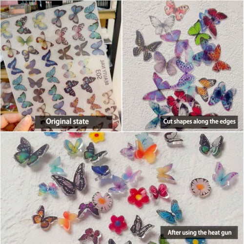 Nail Art, Shrinkable, 3D, Charms, Butterfly, S08 - BEADED CREATIONS