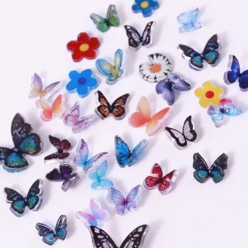Nail Art, Shrinkable, 3D, Charms, Butterfly, S08 - BEADED CREATIONS