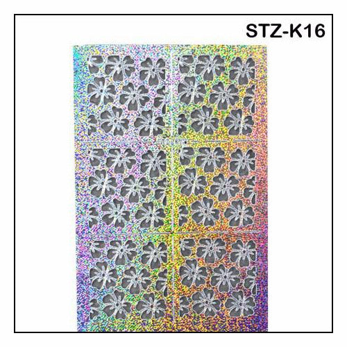 Nail Art, Stencils, Stickers, Silver, Floral Pattern, STZK16 - BEADED CREATIONS