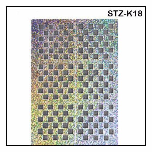 Nail Art, Stencils, Stickers, Silver, Squares, STZK18 - BEADED CREATIONS