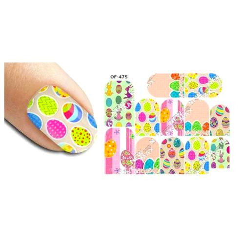 Nail Art, Water Transfer Nail Decals, Max Sliders, Multicolored, Easter Eggs, OF-475 - BEADED CREATIONS