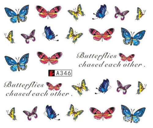 Nail Art, Water Transfer, Decals, Butterfly, Script, Nail Art Sliders, Multicolored. GN346 - BEADED CREATIONS