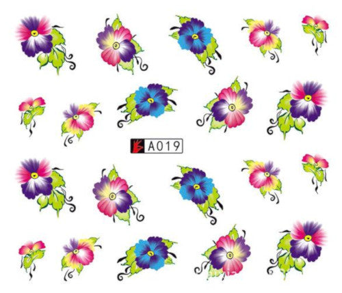 Nail Art, Water Transfer, Decals, Flowers, Nail Art Sliders, Multicolored. GN019 - BEADED CREATIONS