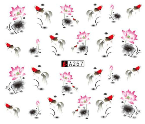 Nail Art, Water Transfer, Decals, Flowers, Nail Art Sliders, Pink. GN257 - BEADED CREATIONS