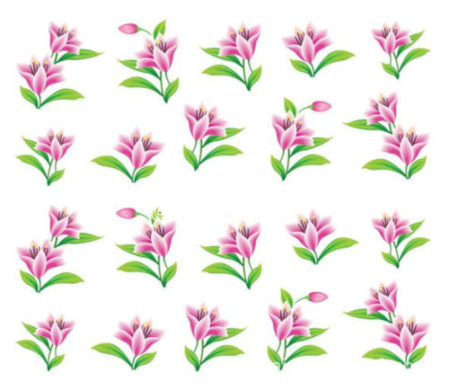 Nail Art, Water Transfer, Decals, Flowers, Nail Art Sliders, Pink. GN679 - BEADED CREATIONS