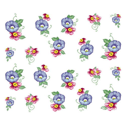 Nail Art, Water Transfer, Decals, Flowers, Nail Art Sliders, Pink, Blue. GN686 - BEADED CREATIONS