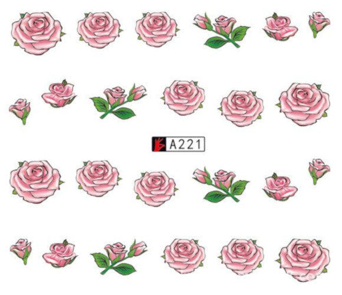 Nail Art, Water Transfer, Decals, Flowers, Roses, Nail Art Sliders, Pink. GN221 - BEADED CREATIONS