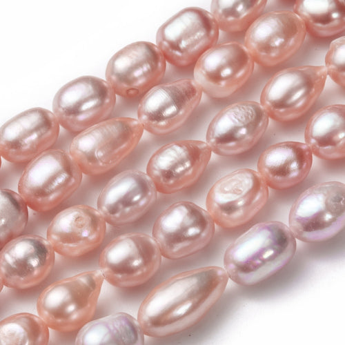 Pearl Beads, Natural, Freshwater, Cultured, Oval, Plum, 8-12mm - BEADED CREATIONS