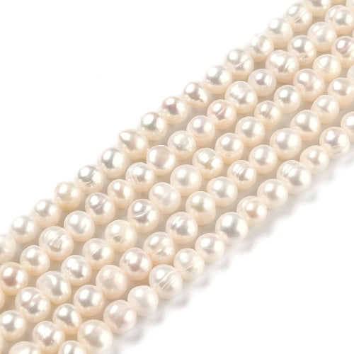 Pearl Beads, Natural, Freshwater, Cultured, Potato, Bisque, 6.5-7mm - BEADED CREATIONS