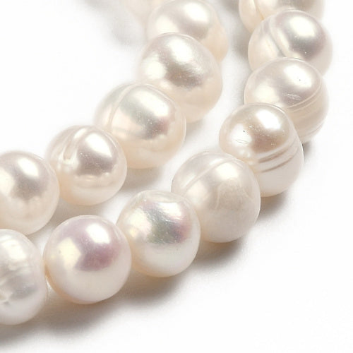 Pearl Beads, Natural, Freshwater, Cultured, Potato, Bisque, 6.5-7mm - BEADED CREATIONS