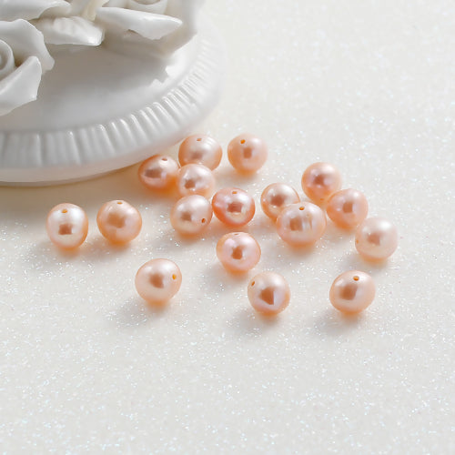 Pearl Beads, Natural, Freshwater, Cultured, Round, Peachy Beige, 7-8mm - BEADED CREATIONS