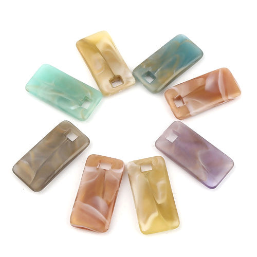 Pendants, Acetate, Rectangle, Assorted, 3.5cm - BEADED CREATIONS