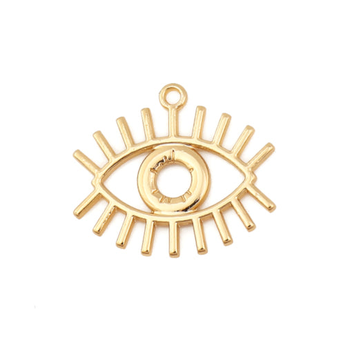 Pendants, All Seeing Eye, Double-Sided, Openwork, Gold Plated, Alloy, 26mm - BEADED CREATIONS