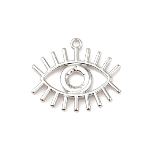 Pendants, All Seeing Eye, Double-Sided, Openwork, Silver Tone, Alloy, 26mm - BEADED CREATIONS