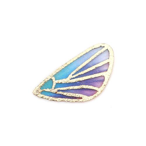 Pendants, Butterfly Wings, Single, Purple And Blue, Gradient, Fabric, 30mm - BEADED CREATIONS