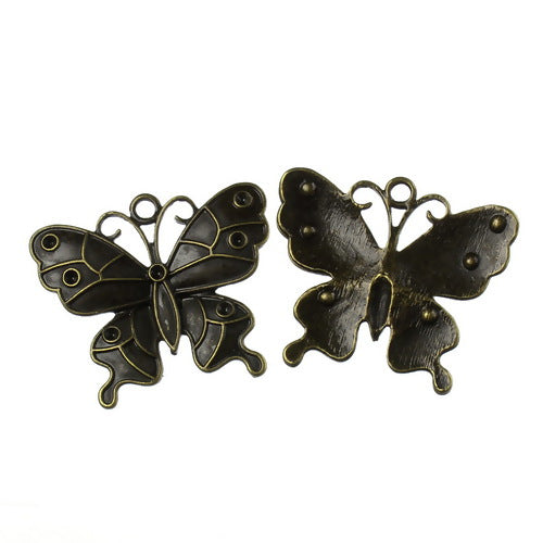 Pendants, Butterfly, Chaton, Antique Bronze, Alloy, 4.4cm - BEADED CREATIONS