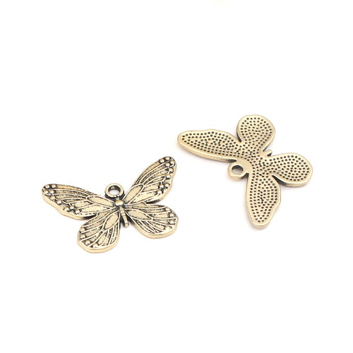 Pendants, Butterfly, Single-Sided, Antique Gold, Alloy, 30mm - BEADED CREATIONS