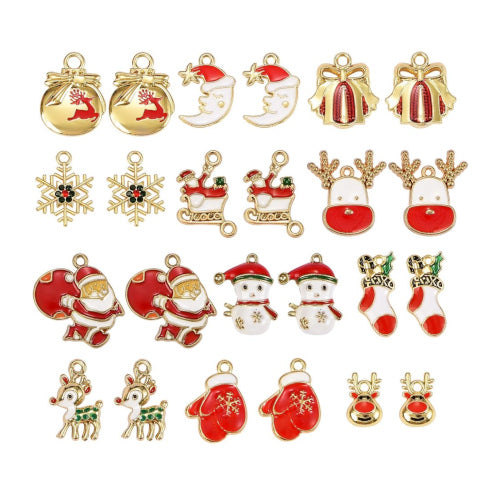 Pendants, Christmas Theme, Assorted, Enameled, Gold Plated, Alloy - BEADED CREATIONS