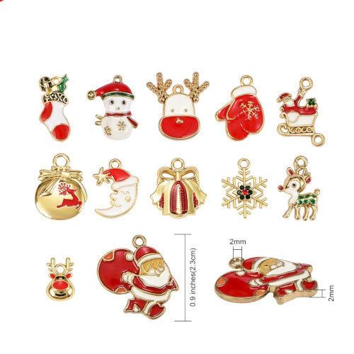 Pendants, Christmas Theme, Assorted, Enameled, Gold Plated, Alloy - BEADED CREATIONS