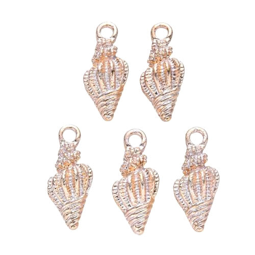 Pendants, Conch Shell, Light Gold Plated, Alloy, Creamy White, Enamel, Focal, 19.5mm - BEADED CREATIONS