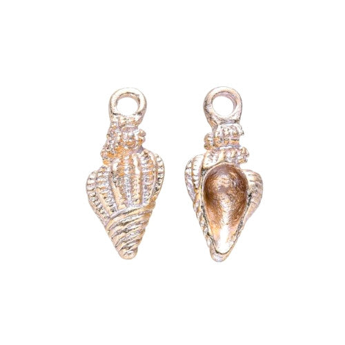 Pendants, Conch Shell, Light Gold Plated, Alloy, Creamy White, Enamel, Focal, 19.5mm - BEADED CREATIONS