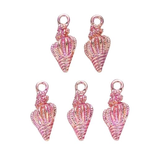 Pendants, Conch Shell, Light Gold Plated, Alloy, Pink, Enamel, Focal, 19.5mm - BEADED CREATIONS
