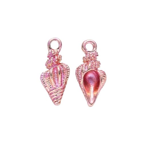 Pendants, Conch Shell, Light Gold Plated, Alloy, Pink, Enamel, Focal, 19.5mm - BEADED CREATIONS