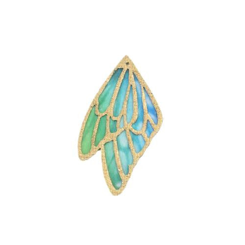 Pendants, Double Butterfly Wing, Blue, Green, Gradient, Fabric, 50mm - BEADED CREATIONS