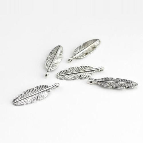 Pendants, Feather, Antique Silver, Alloy, 30mm - BEADED CREATIONS