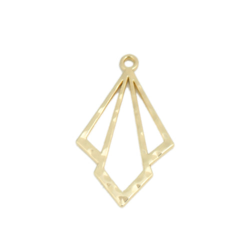 Pendants, Kite, Single-Sided, Openwork, Hammered, Light Gold Plated, Focal, Drop, Alloy, 32mm - BEADED CREATIONS