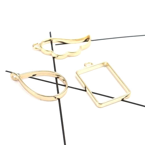 Pendants, Set, Assorted, Open Back, Bezel, Gold Plated, Alloy, 34-39mm - BEADED CREATIONS